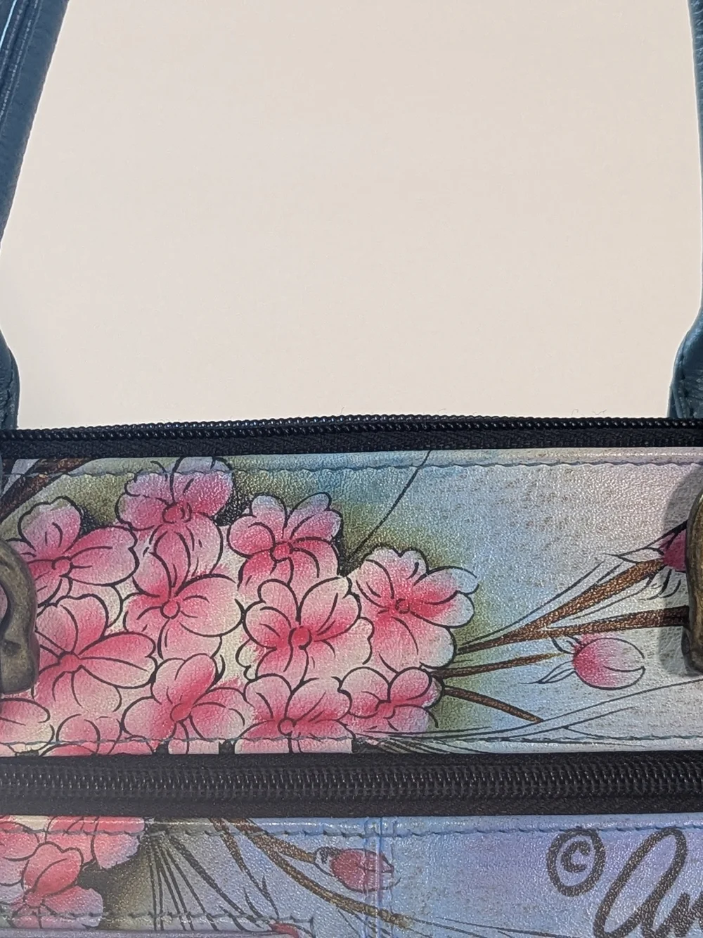 Anuschka Hand Painted Leather Satchel Panda Floral Crossbody Shoulder Bag Art